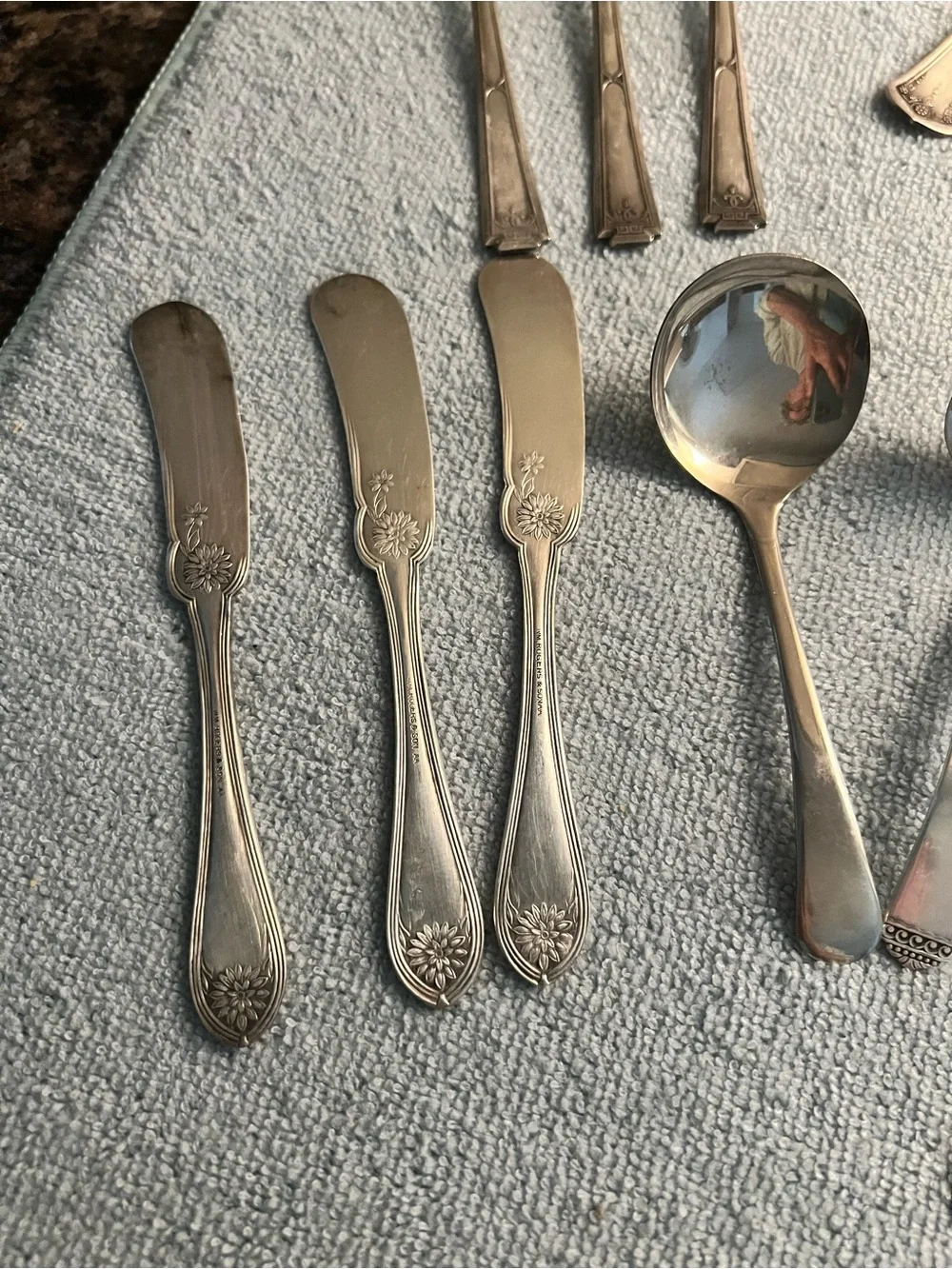 Silver Flatware Set - Assorted Spoons, Butter Knives & Serving Pieces